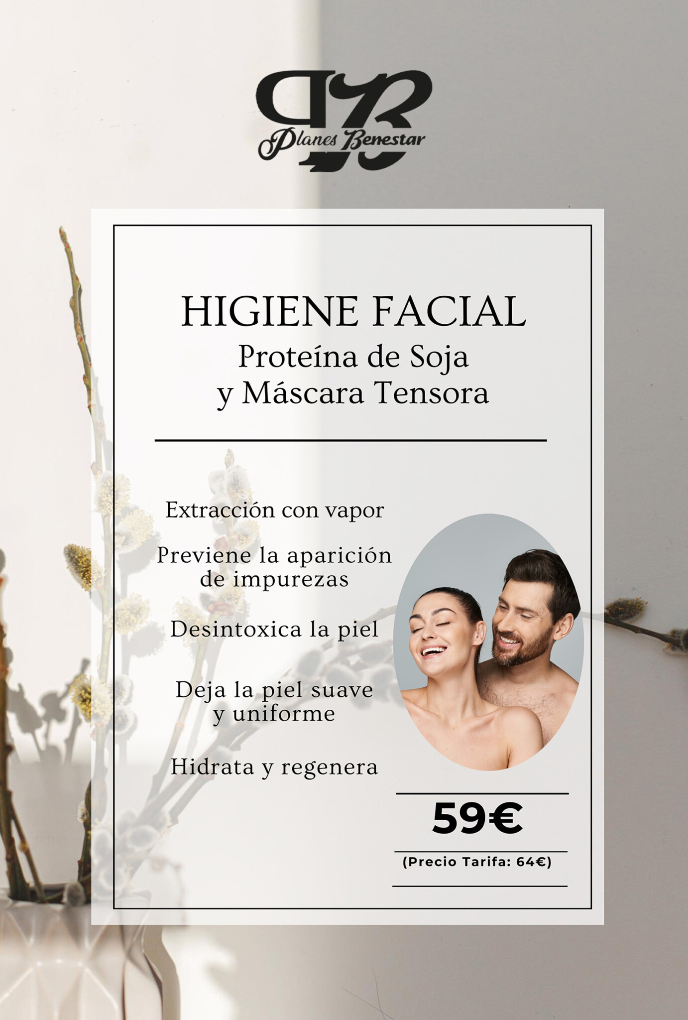 Higiene facial con proteína de soja y máscara tensora